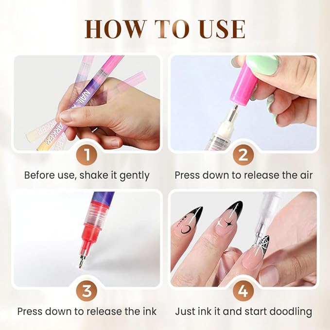 Nail Art Markers Polish Pen for 3D Nail Art
