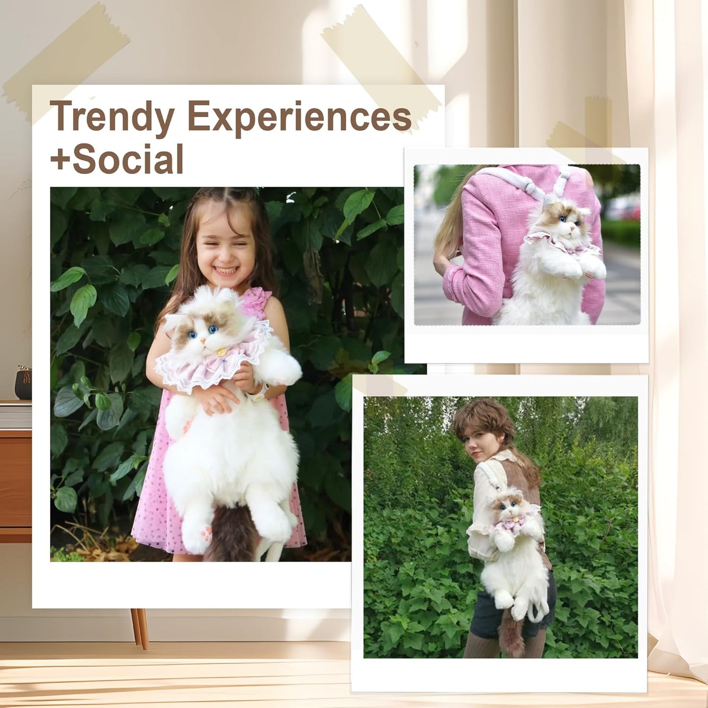 Handcrafted Realistic Cat Shaped Backpack
