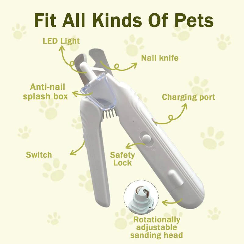 Pet Grooming 2 in-1 Pet LED Nail Clippers with Grinder for Cats & Dogs