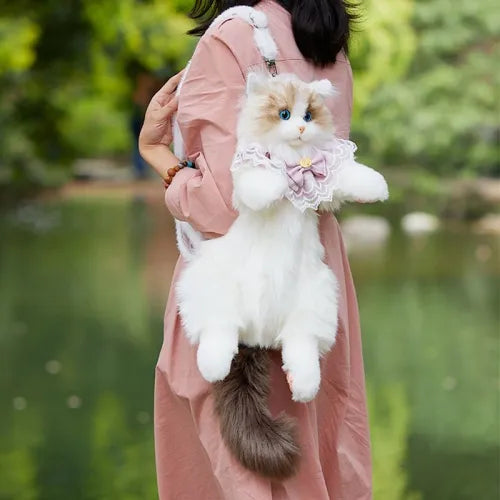 Handcrafted Realistic Cat Shaped Backpack