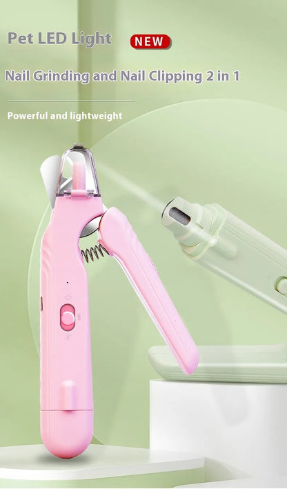 Pet Grooming 2 in-1 Pet LED Nail Clippers with Grinder for Cats & Dogs